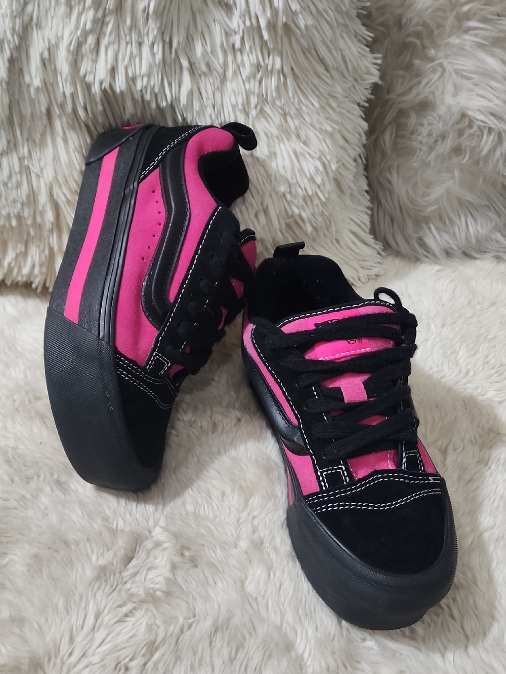 Vans Knu Stack Platform Skate Shoes Sneakers Black Pink - Picture 3 of 12